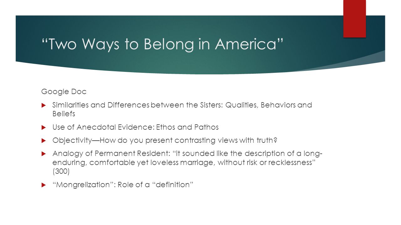 Two ways to belong in america analysis